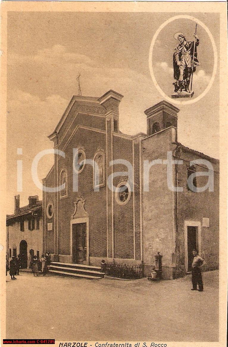 Cartolina originale da collezione 1940 NARZOLE CN Confraternita di S. ROCCO animata FG 1