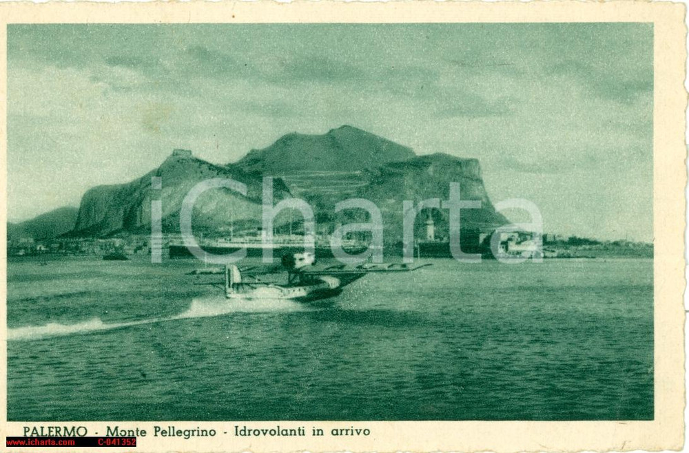 Cartolina originale da collezione 1935 PALERMO Atterraggio idrovolanti Monte PELLEGRINO Cartolina 1