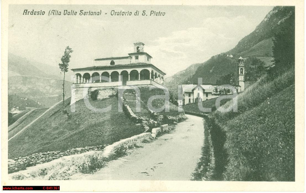 Cartolina originale da collezione 1925 ARDESIO (BG) Panorama oratorio di S. PIETRO FP VG 1