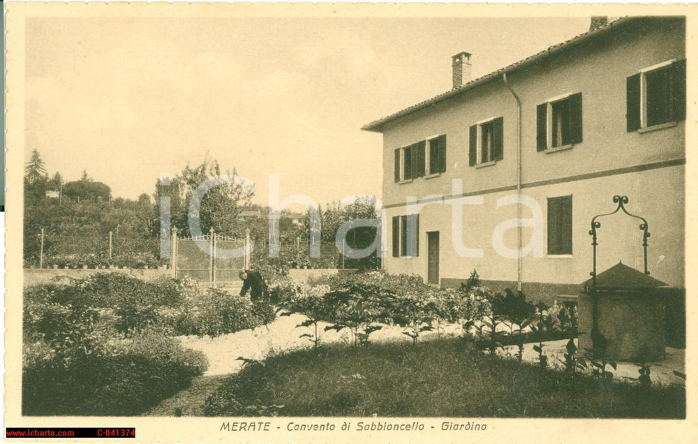 Cartolina originale da collezione 1930 circa MERATE (LC) Orti del convento SABBIONCELLO 1