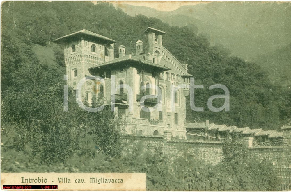 Cartolina originale da collezione 1920 INTROBIO LC Prospettiva villa Antonio MIGLIAVACCA 1