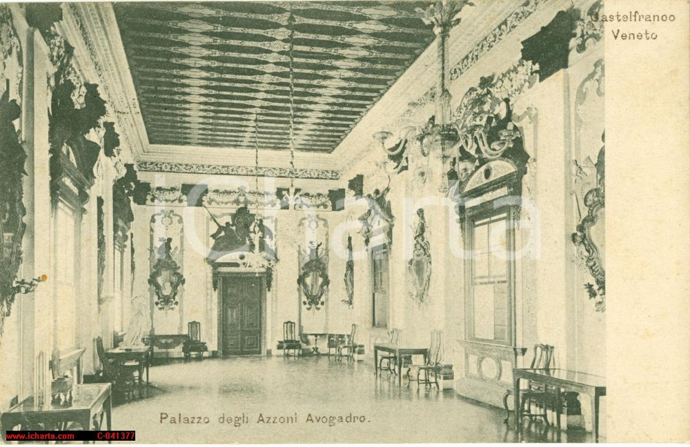 Cartolina originale da collezione 1923 CASTELFRANCO VENETO (TV) Palazzo AZZONI AVOGADRO 1
