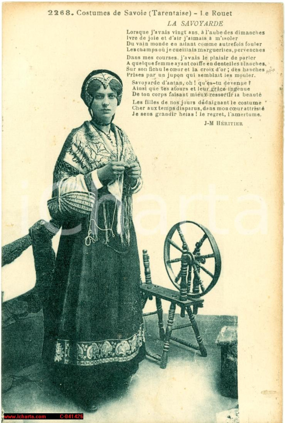 Cartolina originale da collezione 1929 SAVOIA Costumes Tarentaise LA SAVOYARDE Le Rouet 1