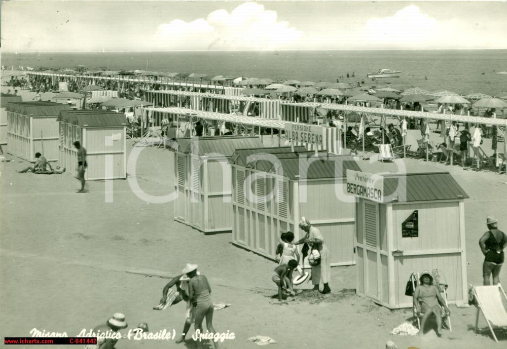 Cartolina originale da collezione 1964 MISANO ADRIATICA RN La spiaggia di MISANO BRASILE 1