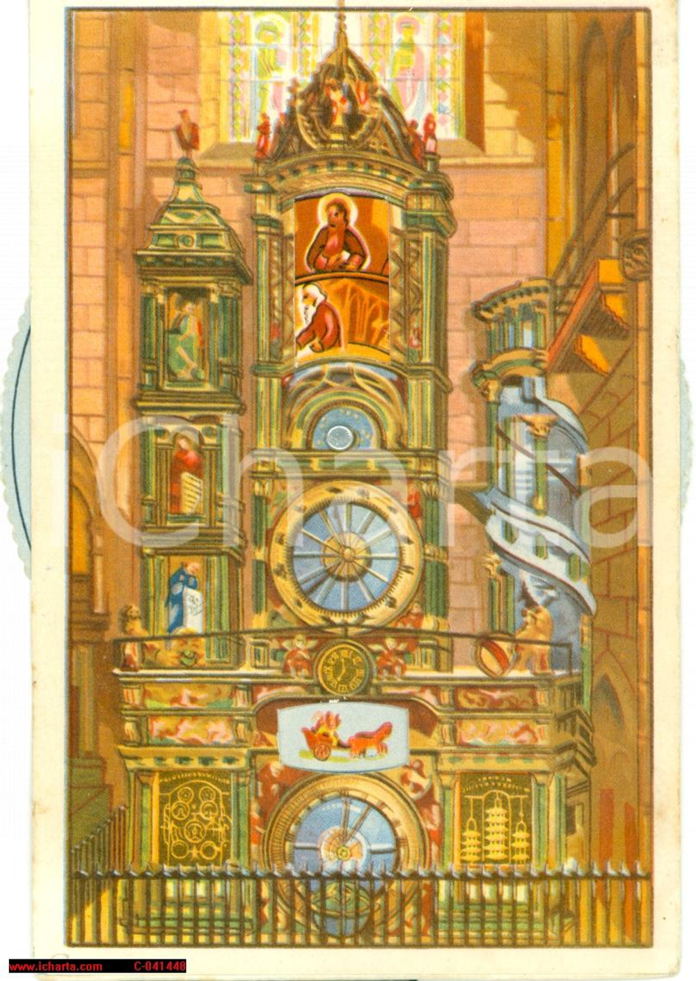 Cartolina originale da collezione 1930 circa STRASBOURG L'horloge astronomique mobile FP 1