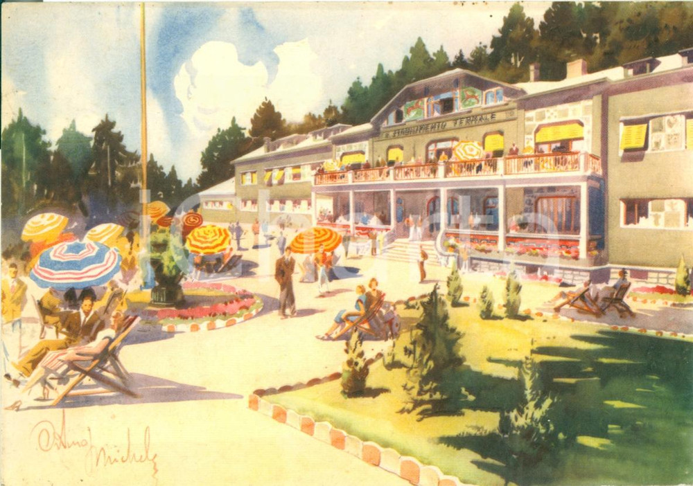Cartolina originale da collezione 1942 TRENTO Stabilimenti termali localitÃ  VETRIOLO Ill. 1