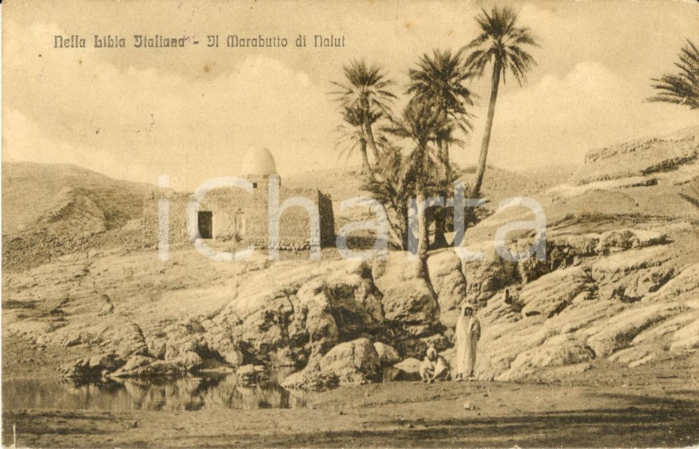 Cartolina originale da collezione 1914 NALUT LIBIA Il marabutto di Nalut ANIMATA FP VG 1