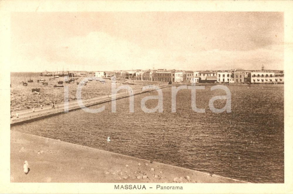 Cartolina originale da collezione 1935 MASSAUA ERITREA Panorama del porto FP VG 1