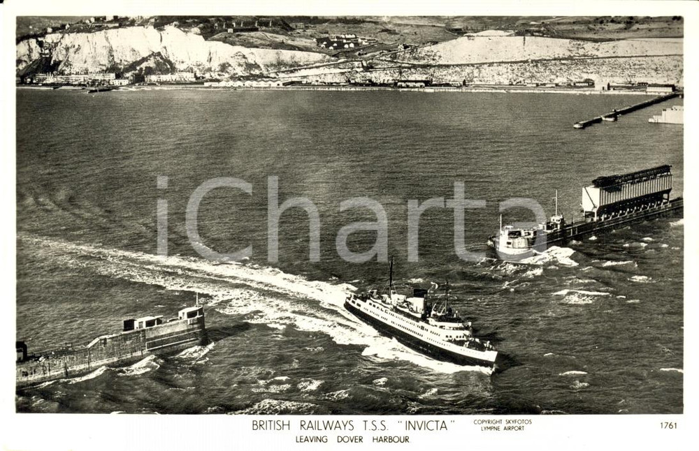 Cartolina originale da collezione 1945 DOVER UK British Railways T.S.S. INVICTA FP NV 1