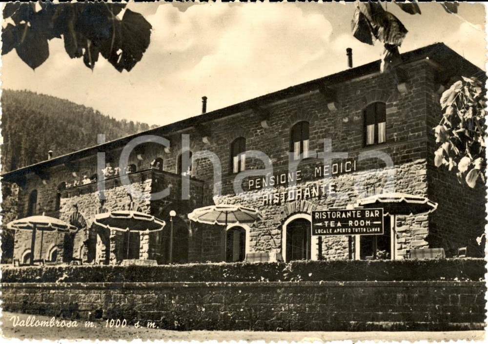 Cartolina originale da collezione 1950 ca. VALLOMBROSA Pensione ristorante VILLA MEDICI 1