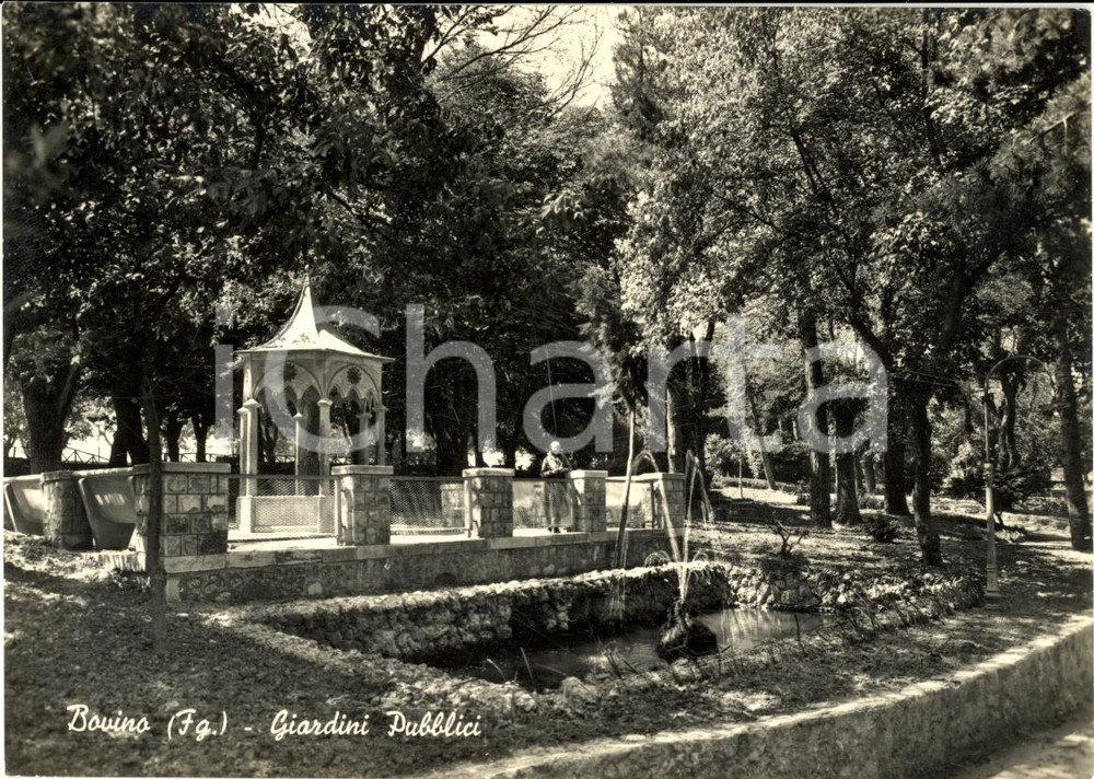 Cartolina originale da collezione 1962 BOVINO (FG) I giardini pubblici *ANIMATA FG VG 1