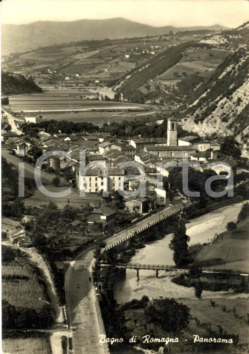 Cartolina originale da collezione 1955 BAGNO DI ROMAGNA Panorama aereo Stazione Termale 1