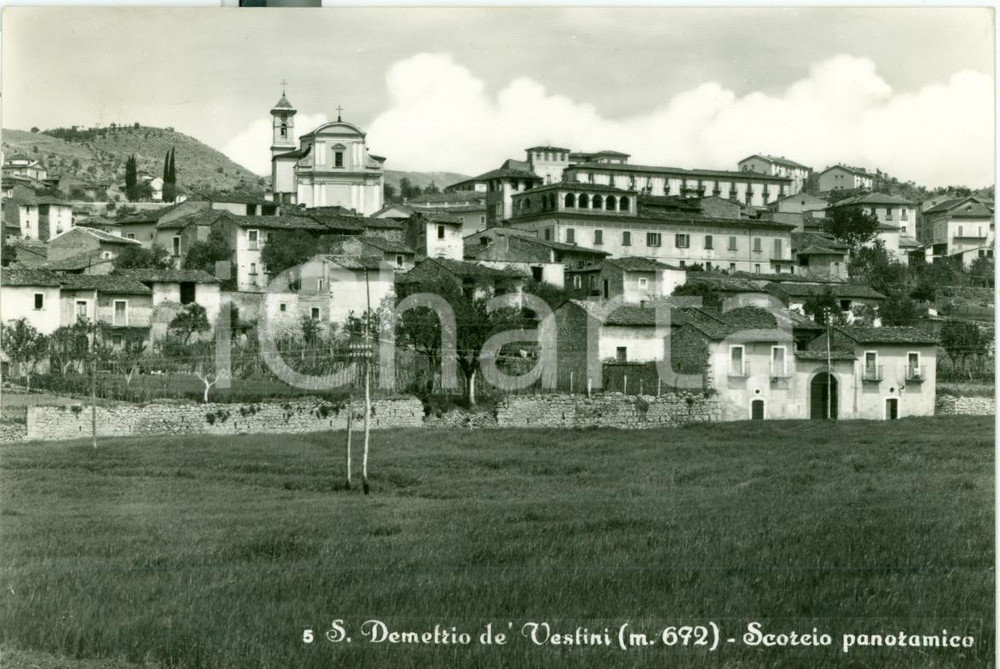 Cartolina originale da collezione 1955 ca SAN DEMETRIO NE' VESTINI (AQ) Scorcio panoramico *Cartolina FG VG 1