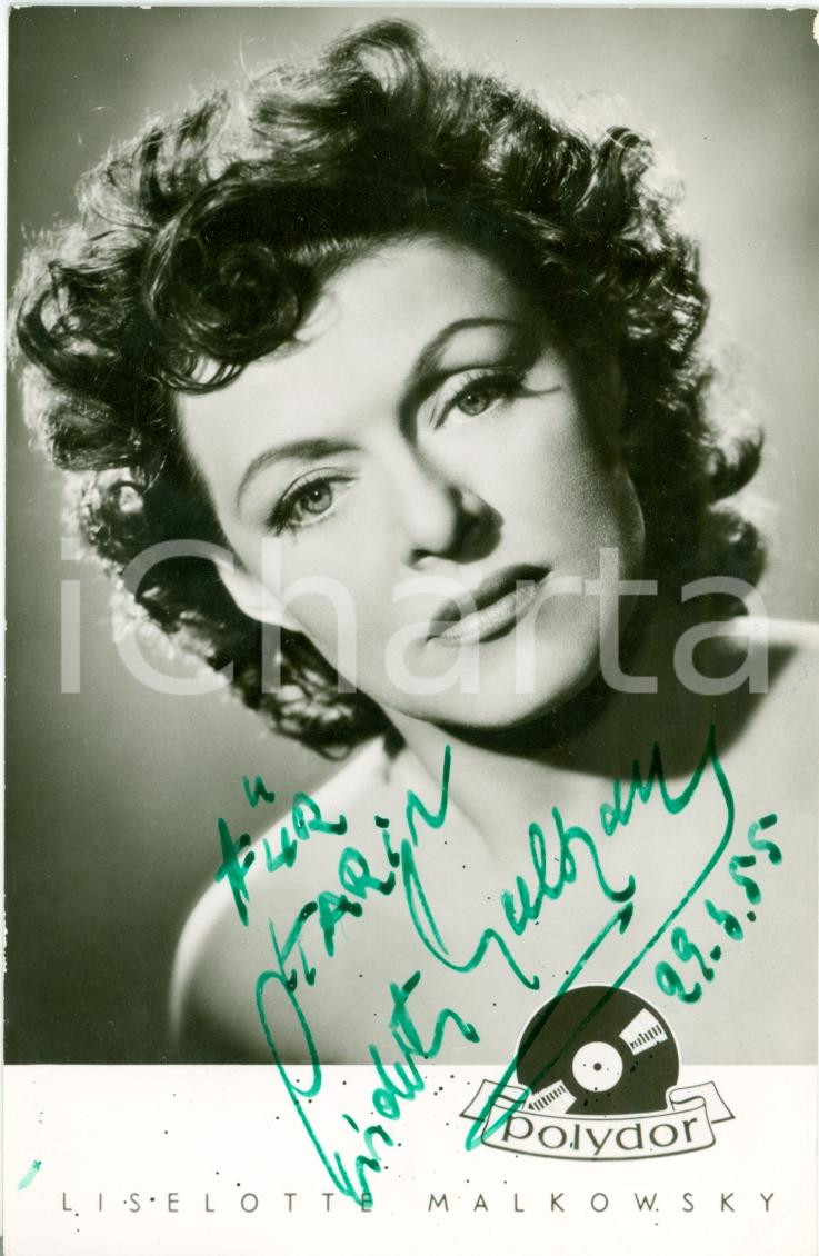 Autografo originale 1955 Liselotte MALKOWSKY Fotografia con dedica AUTOGRAFA 1