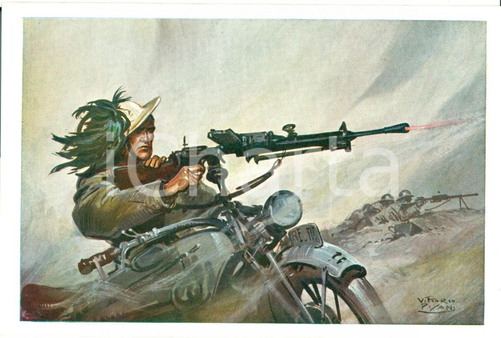 Cartolina originale da collezione 1935 ca 2Â° REGGIMENTO BERSAGLIERI Cartolina Ill. PISANI Vittorio FP NV 1