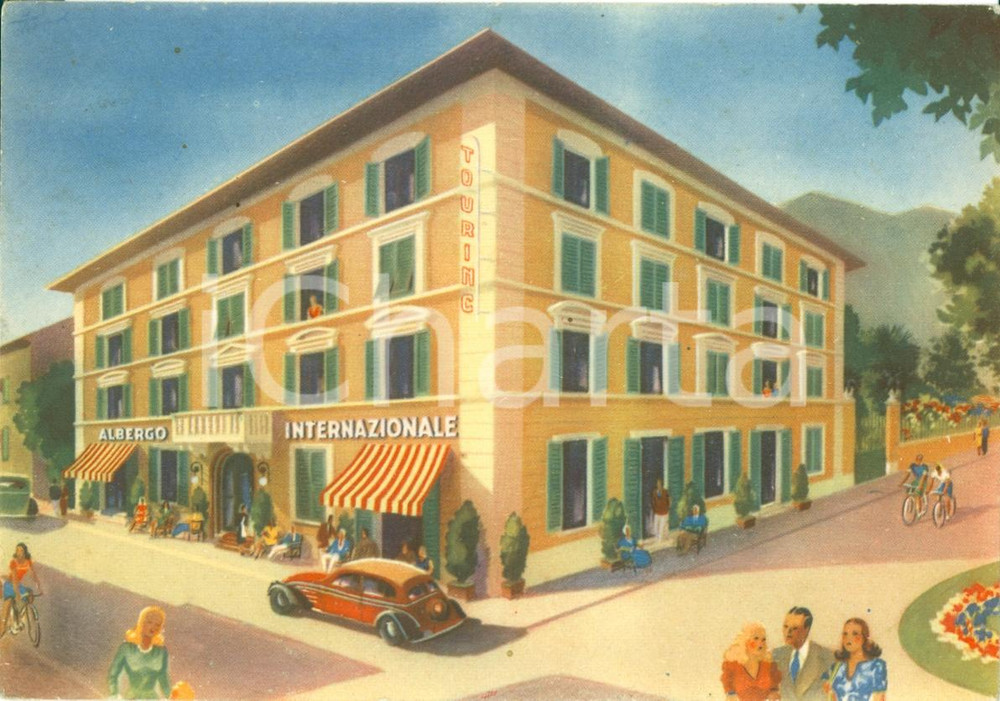 Cartolina originale da collezione 1942 MONTECATINI TERME PT Albergo TOURING & Internazionale Illustrata FG VG 1