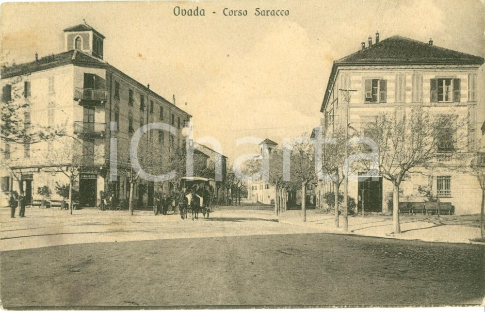 Cartolina originale da collezione 1912 OVADA AL Veduta Corso SARACCO Cartolina ANIMATA FP VG 1
