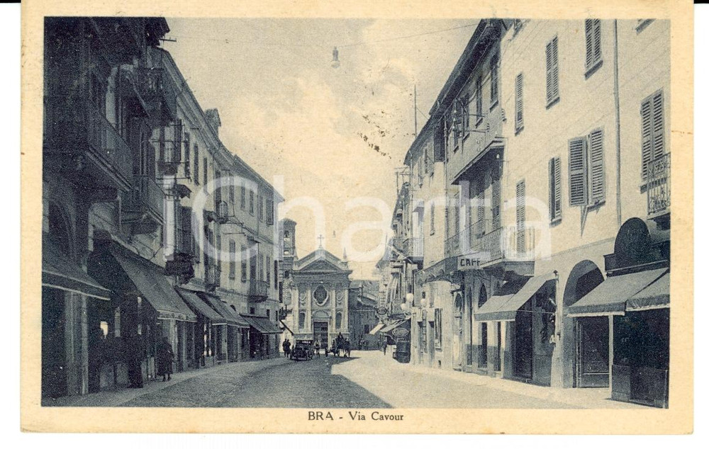 Cartolina originale da collezione 1931 BRA (CN) Via CAVOUR Cartolina ANIMATA FP VG 1