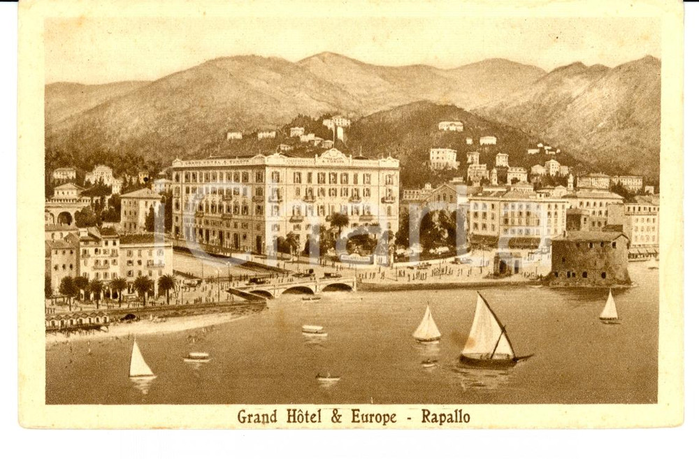 Cartolina originale da collezione 1930 ca RAPALLO GE Grand Hotel & Europe Cartolina FP NV 1