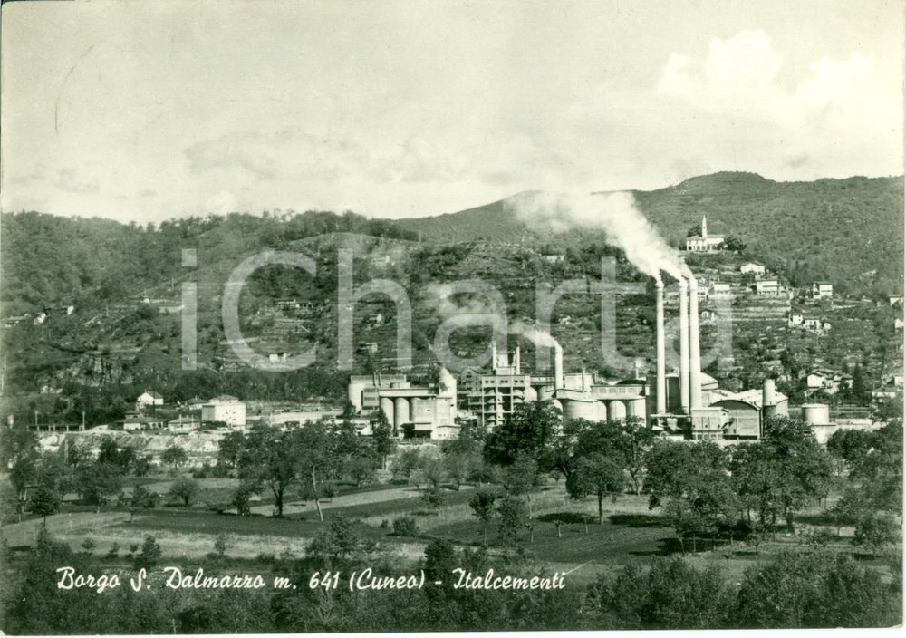 Cartolina originale da collezione 1956 BORGO SAN DALMAZZO CN Stabilimento ITALCEMENTI FG VG Cartolina 1