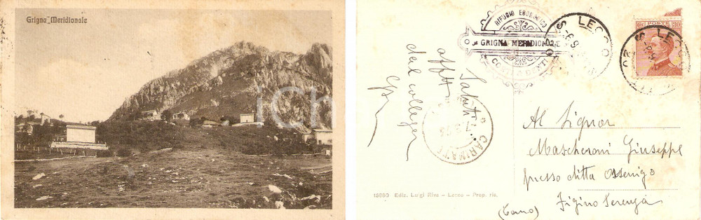 Cartolina originale da collezione 1923 Monte GRIGNA MERIDIONALE LC Rifugio CORTI & DENTI FP VG 1