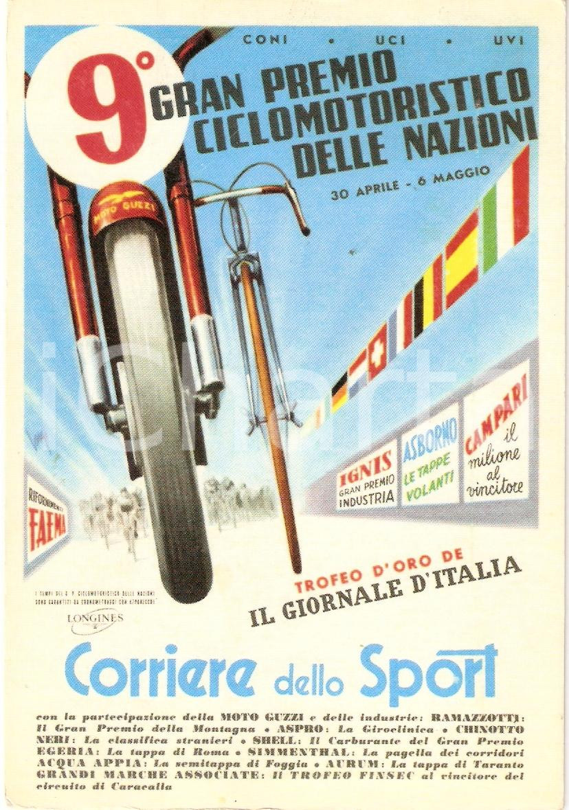 Cartolina originale da collezione 1958 CORRIERE SPORT 9° Gran Premio Ciclomotoristico delle Nazioni Cartolina 1