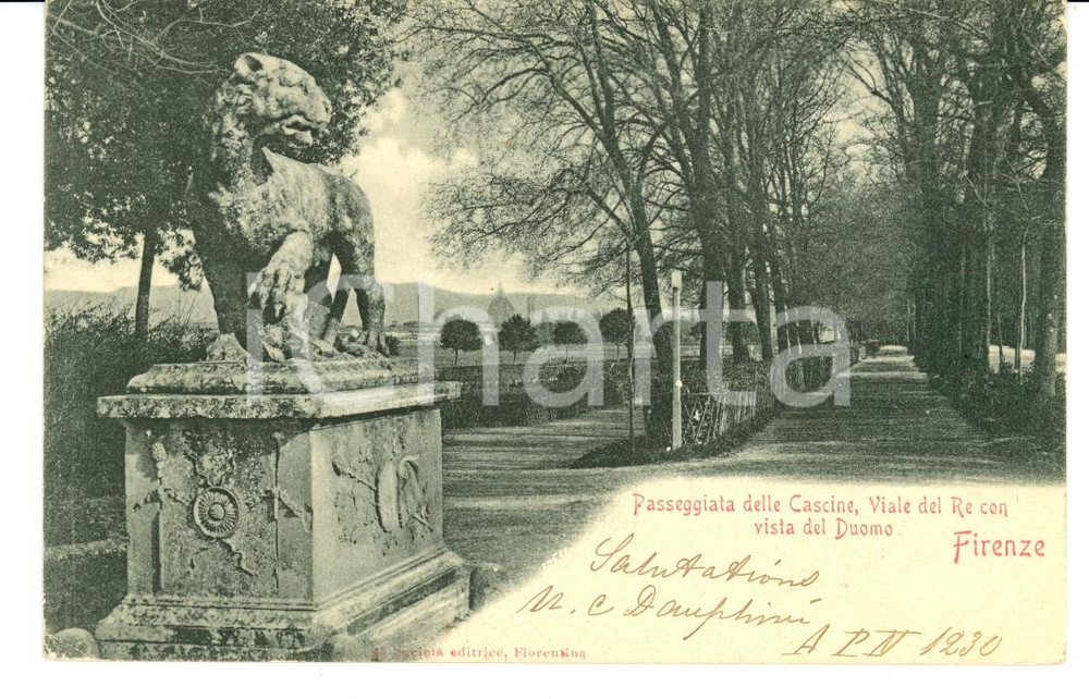 Autografo originale 1902 FIRENZE CASCINE Viale del Re Ugo CHESNE DAUPHINE  Autografo FP VG 1