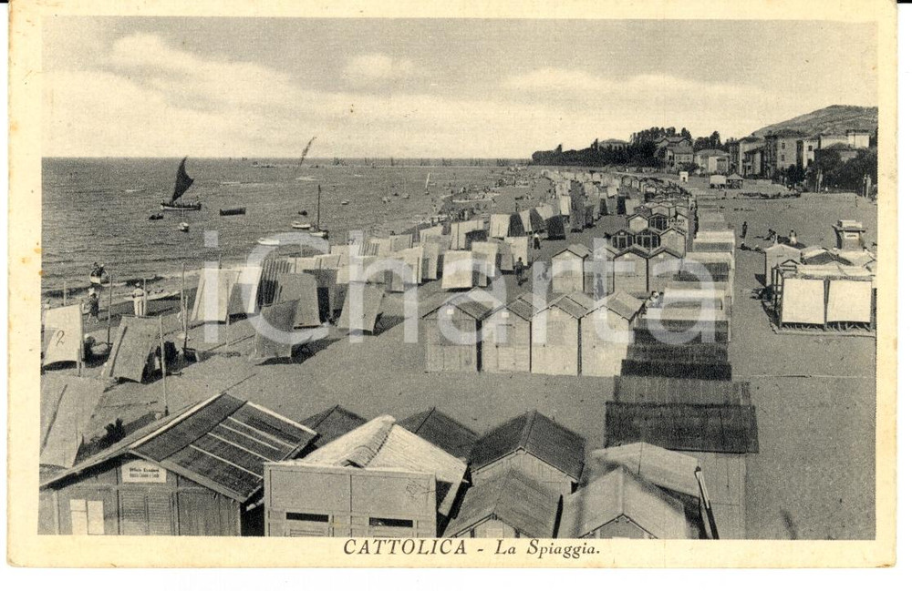Cartolina originale da collezione 1930 CATTOLICA RN La spiaggia Cartolina FP NV 1