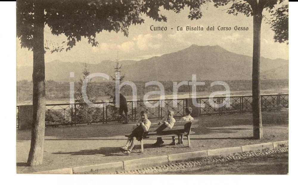 Cartolina originale da collezione 1931 CUNEO La Bisazza dal Corso Gesso ANIMATA FP VG 1
