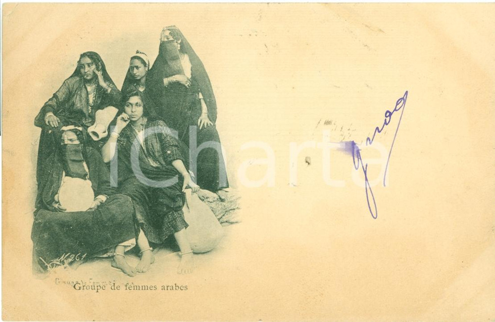 Cartolina originale da collezione 1910 ca EGITTO Gruppo di donne arabe velate Cartolina FP VG 1