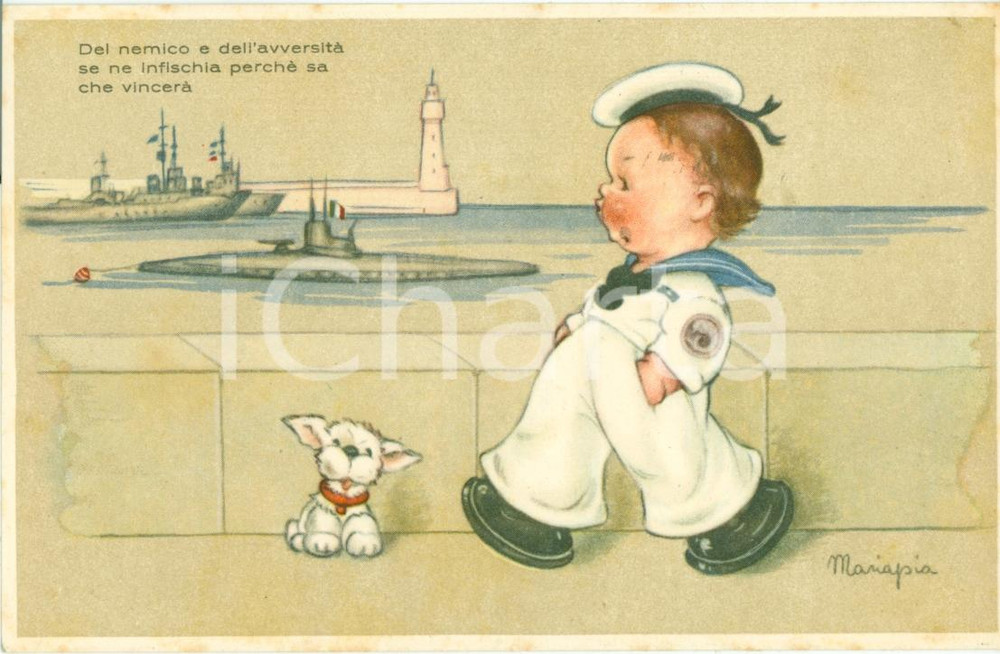 Cartolina originale da collezione 1942 WW2 Propaganda bellica ILLUSTRATA MARIAPIA Cartolina FP NV 1