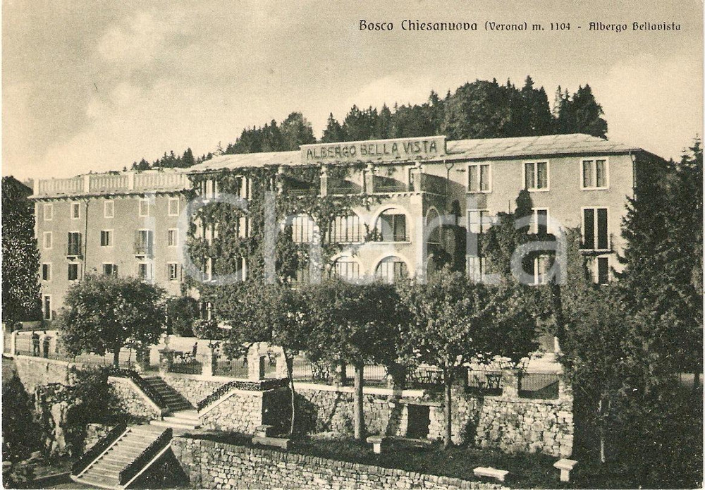 Cartolina originale da collezione 1940 ca BOSCO CHIESANUOVA VR Albergo Bellavista ANIMATA FG NV 1