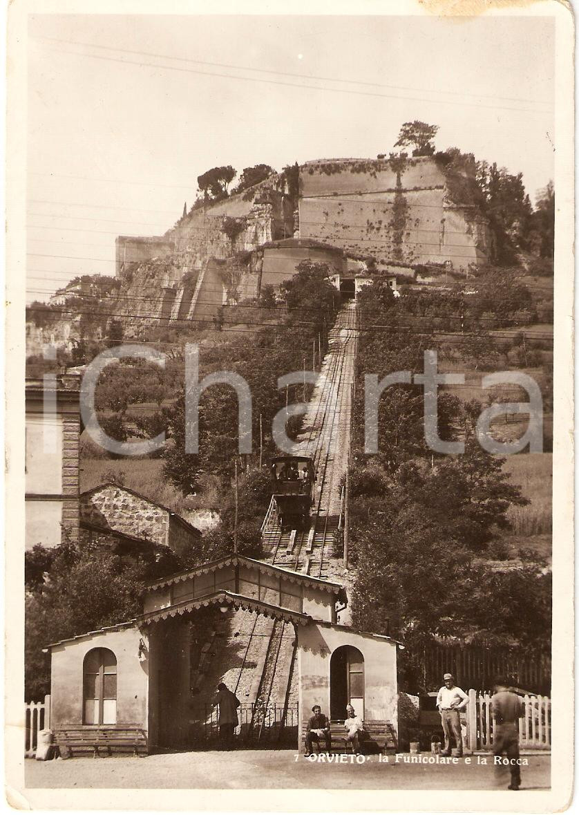 Cartolina originale da collezione 1950 ca ORVIETO (TN) Funicolare ROCCA DI ORVIETO Animata FG NV 1