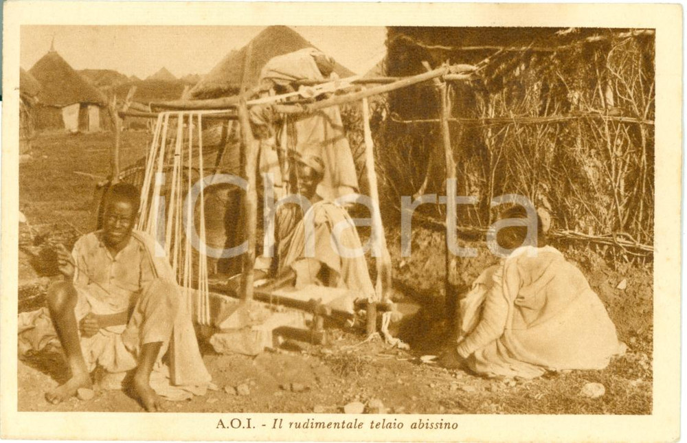 Cartolina originale da collezione 1936 ABISSINIA A.O.I. Tessitori al telaio abissino *Cartolina FP NV 1