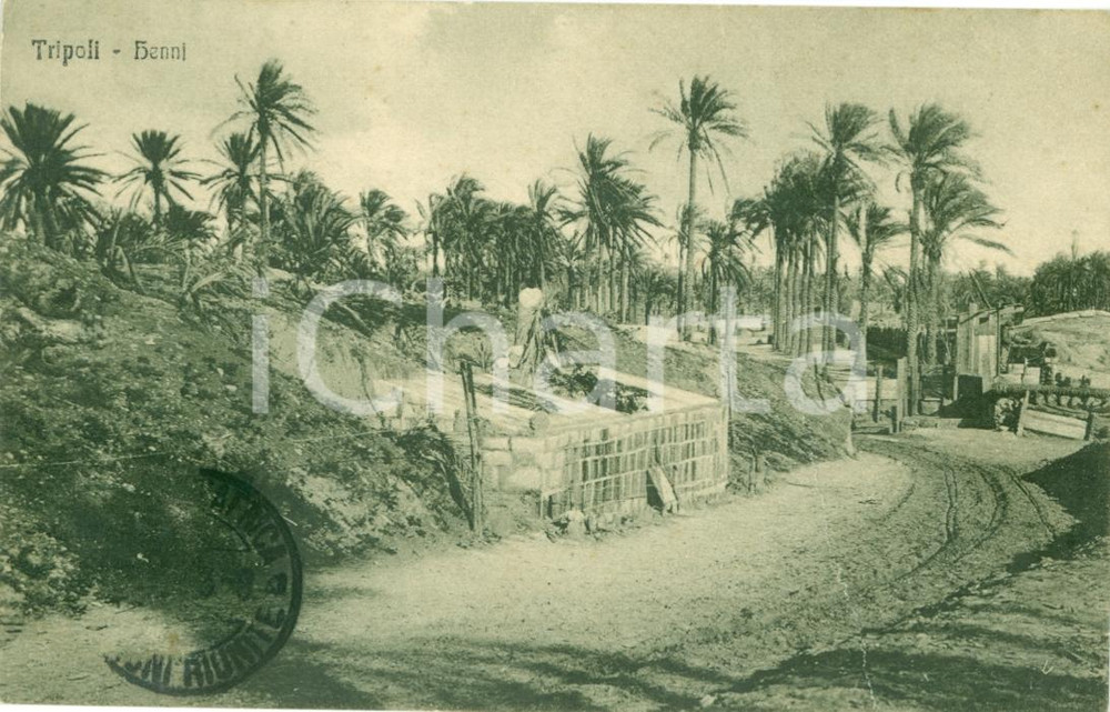 Cartolina originale da collezione 1913 TRIPOLI (LIBIA) Cantiere su collina di HENNI *Cartolina FP VG 1
