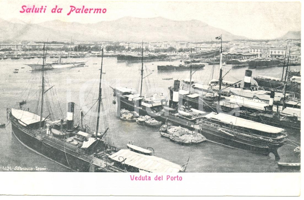 Cartolina originale da collezione 1900 ca PALERMO Veduta del PORTO *Cartolina FP NV 1