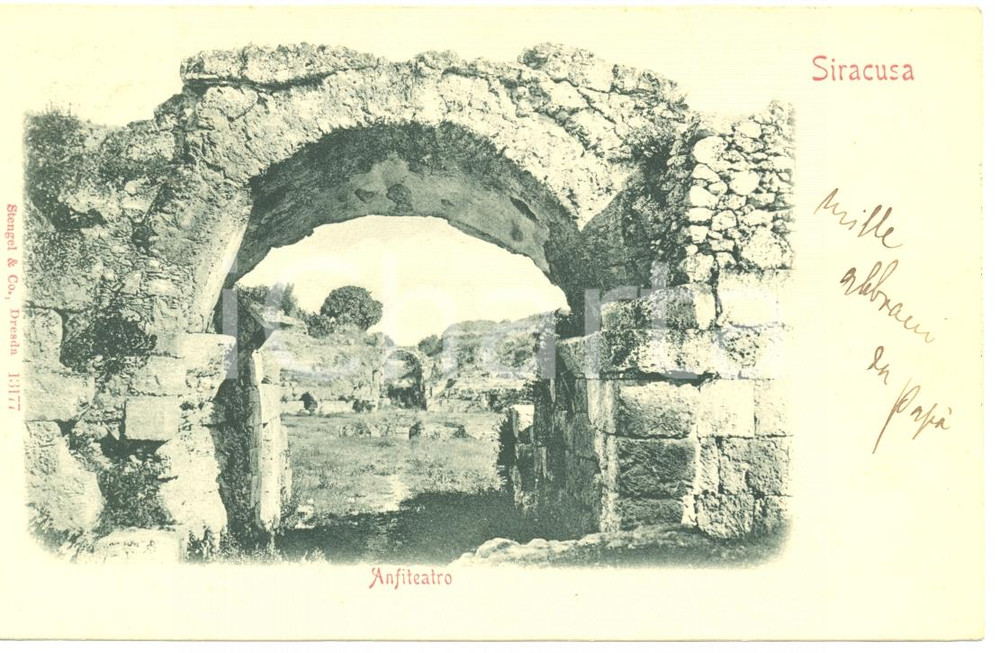 Cartolina originale da collezione 1900 SIRACUSA ANFITEATRO*Cartolina FP VG 1