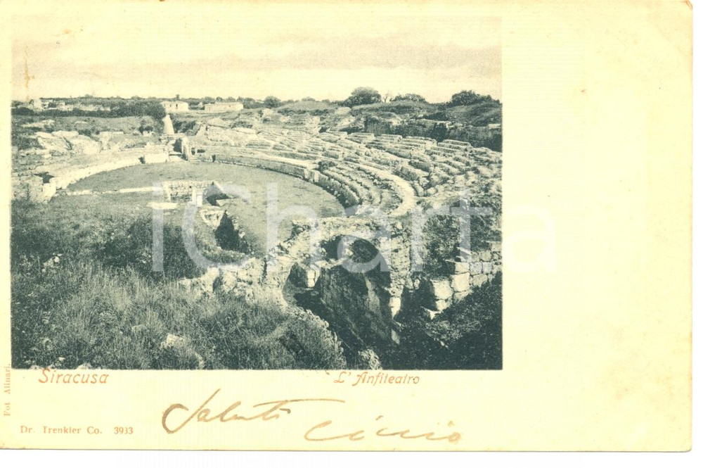 Cartolina originale da collezione 1901 SIRACUSA L'ANFITEATRO *Cartolina FP VG 1