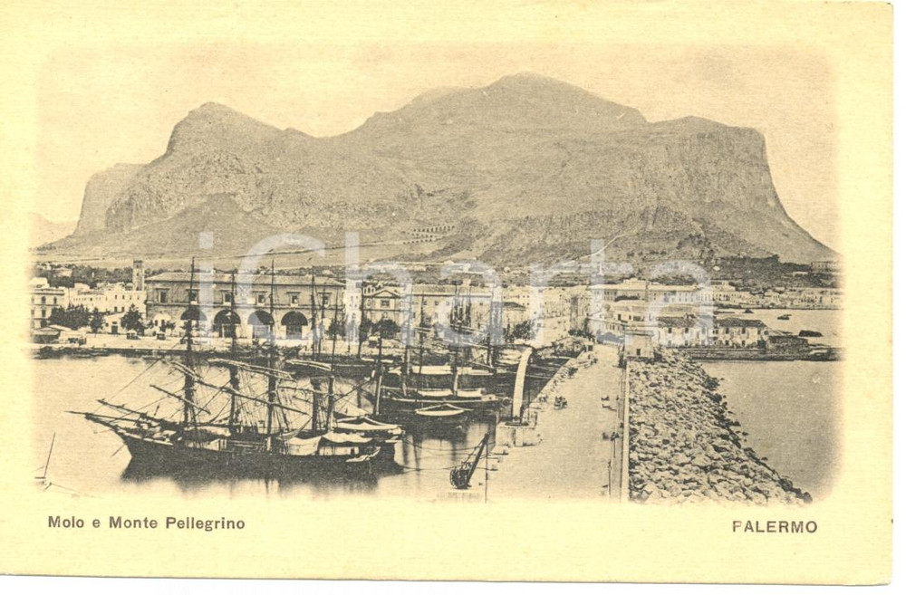 Cartolina originale da collezione 1913 PALERMO MOLO e Monte PELLEGRINO Cartolina FP NV 1