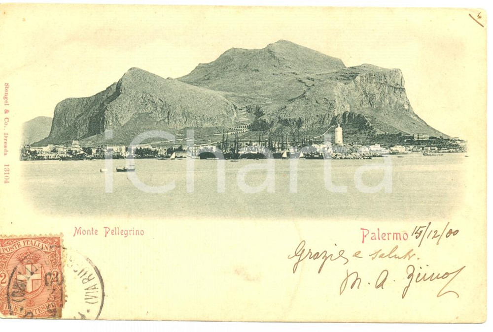 Cartolina originale da collezione 1900 PALERMO Monte PELLEGRINO Cartolina FP VG 1