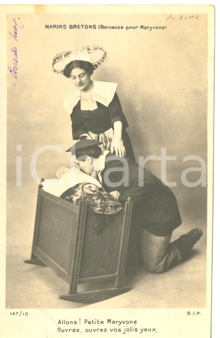 Cartolina originale da collezione 1904 Marins bretons   Berceuse pour MARYVONE  Allons! Postcard FP NV 1