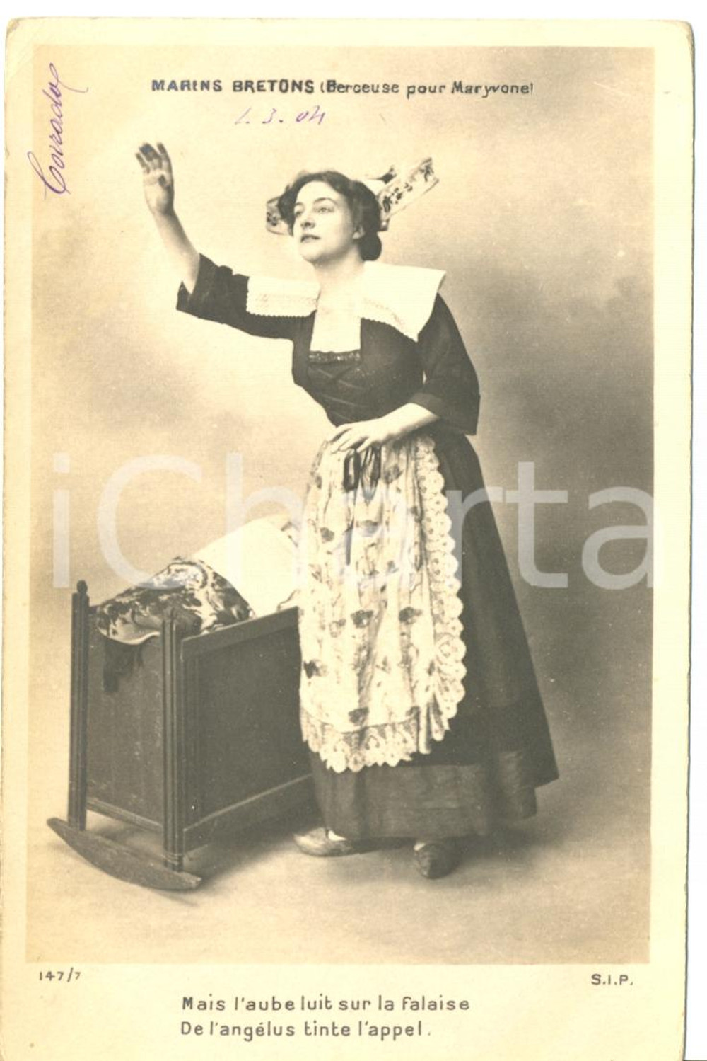 Cartolina originale da collezione 1904 Marins bretons -  Berceuse pour MARYVONE - Mais l'aube *Postcard FP NV 1