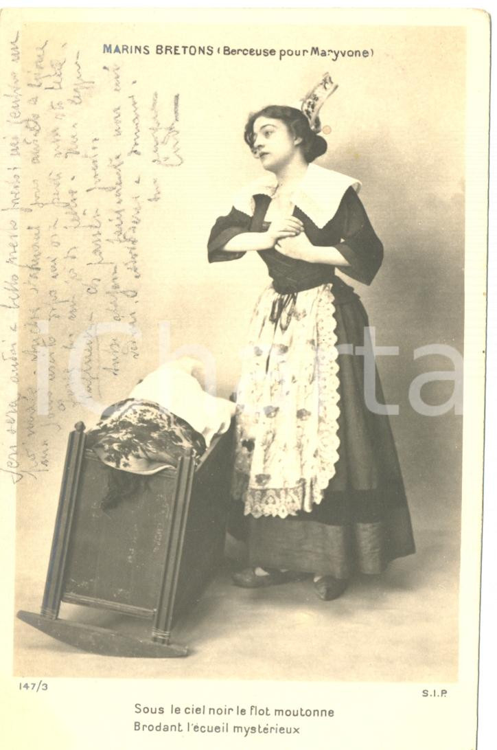 Cartolina originale da collezione 1904 Marins bretons  Berceuse pour MARYVONE  Sous le ciel noir Postcard FP NV 1