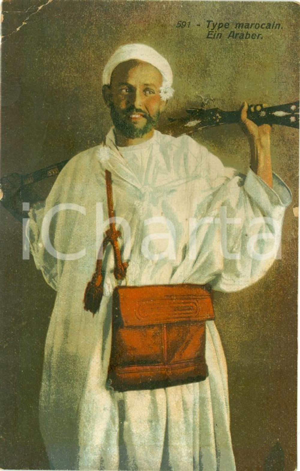 Cartolina originale da collezione 1935 ca MAROCCO Guerriero arabo con fucile *Cartolina FP NV 1