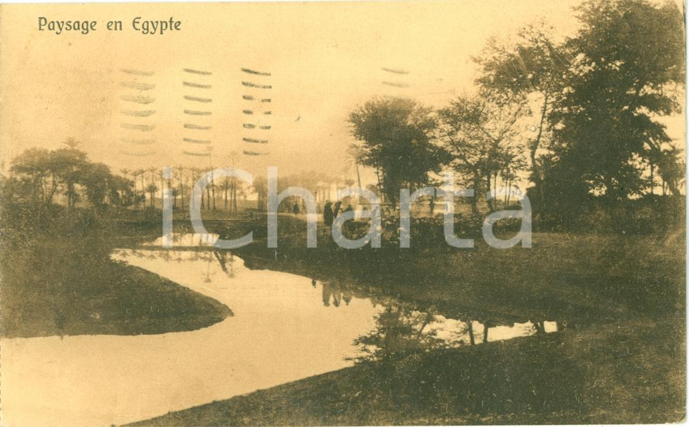 Cartolina originale da collezione 1935 EGITTO Panorama al CAIRO con corso d'acqua *Cartolina FP VG 1