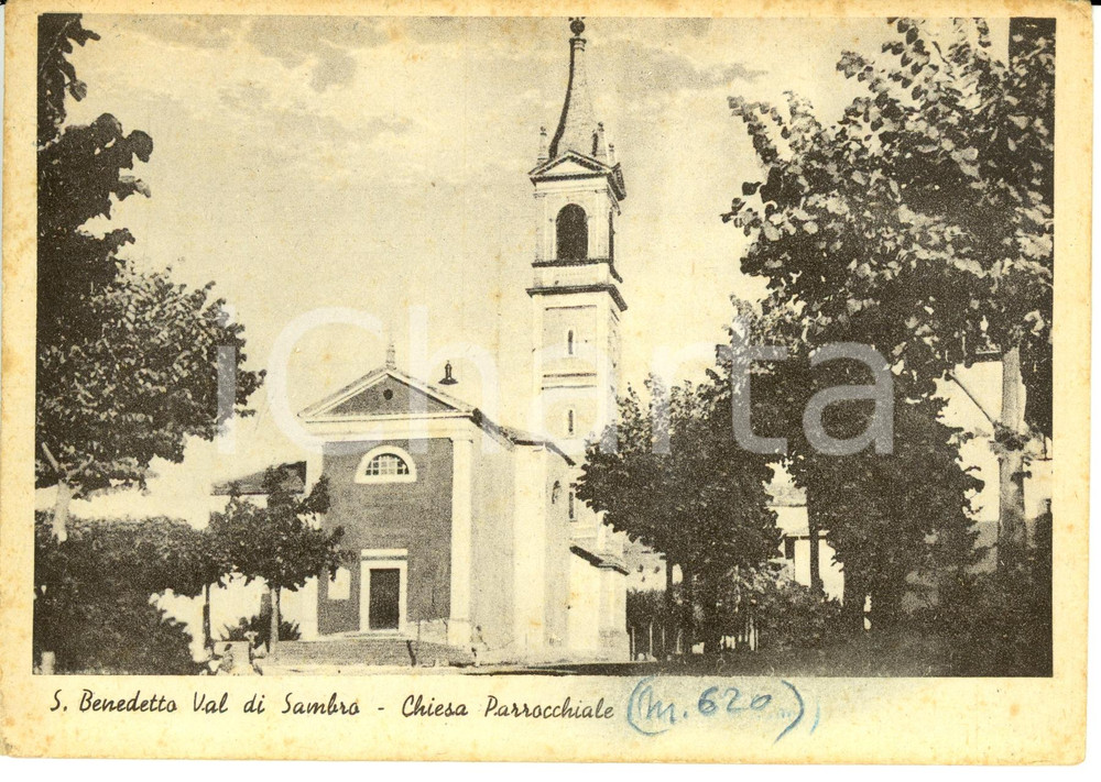Cartolina originale da collezione 1947 SAN BENEDETTO VAL DI SAMBRO (BO) Chiesa Parrocchiale *Postcard FG VG 1