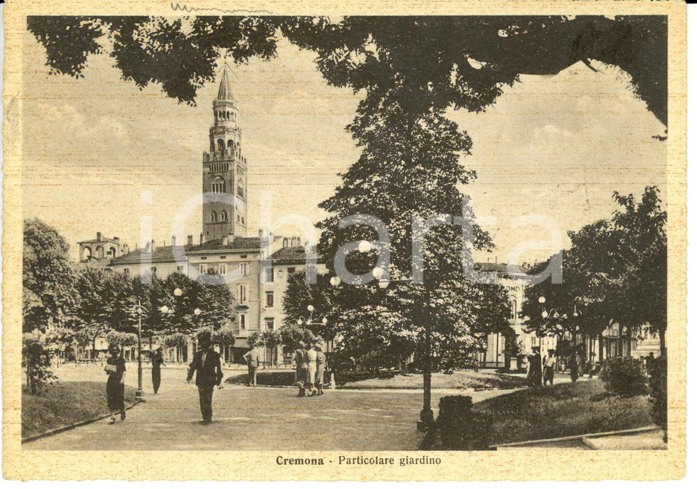Cartolina originale da collezione 1938 CREMONA Particolare giardino Cartolina postale FG VG 1