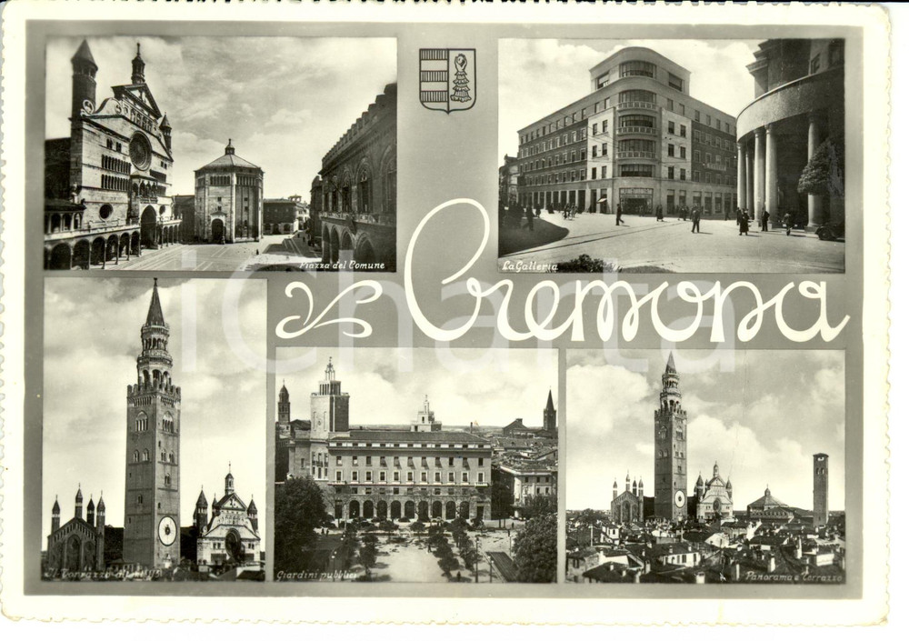 Cartolina originale da collezione 1956 CREMONA Vedutine della città *- artolina postale FG VG 1