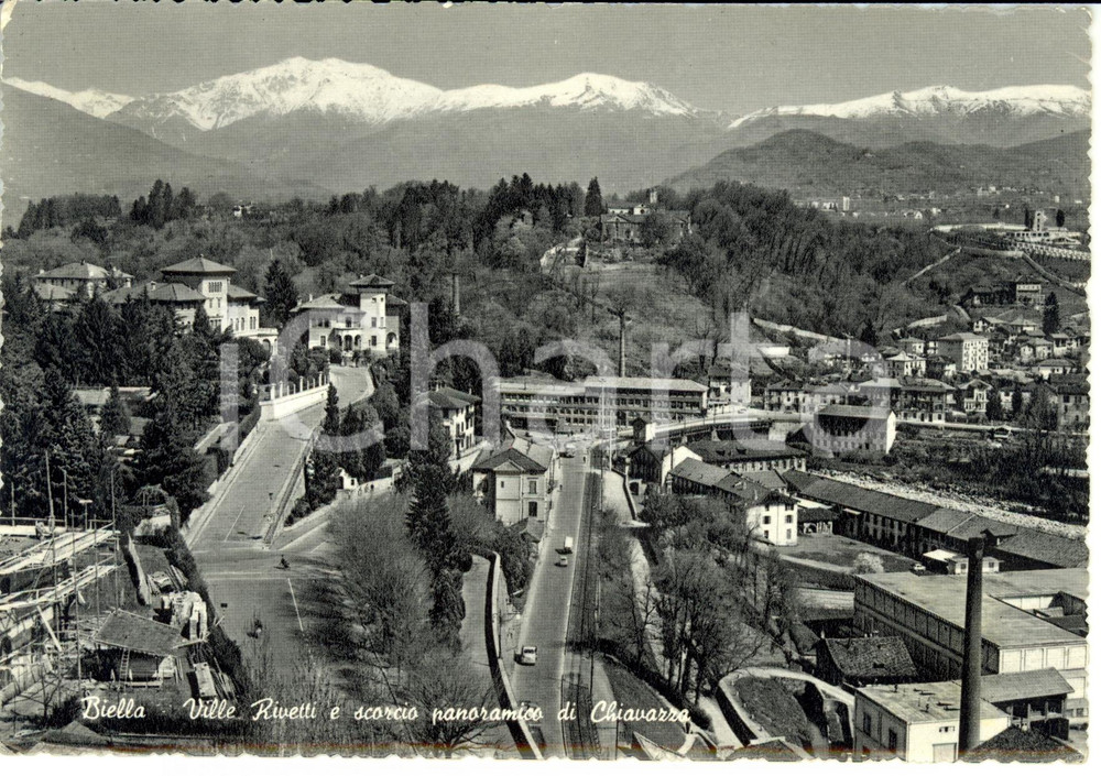 Cartolina originale da collezione 1958 BIELLA Ville Rivetti e scorcio panoramico di Chiavazza Cartolina FG VG 1