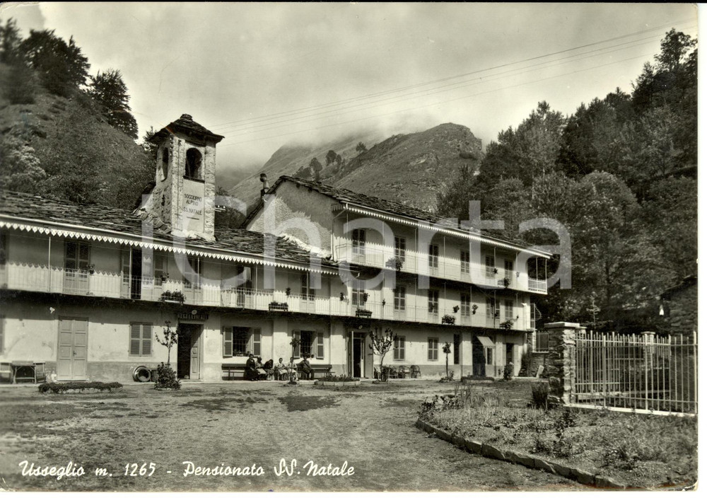 Cartolina originale da collezione 1953 USSEGLIO (TO) Veduta del Soggiorno SS. NATALE *Cartolina Animata FG VG 1